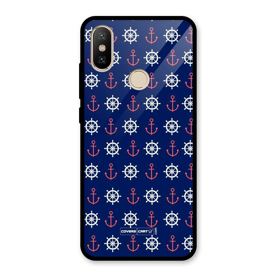 Anchor Pattern Blue Glass Back Case for Redmi A2