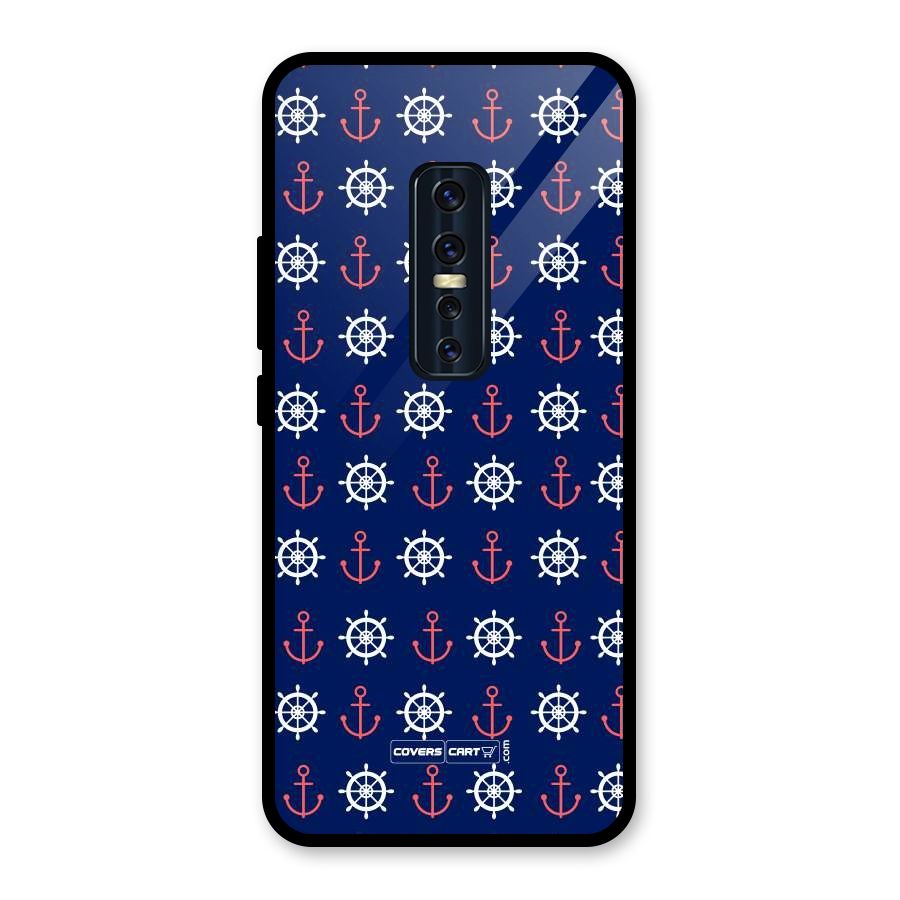 Anchor Pattern Blue Glass Back Case for Vivo V17 Pro