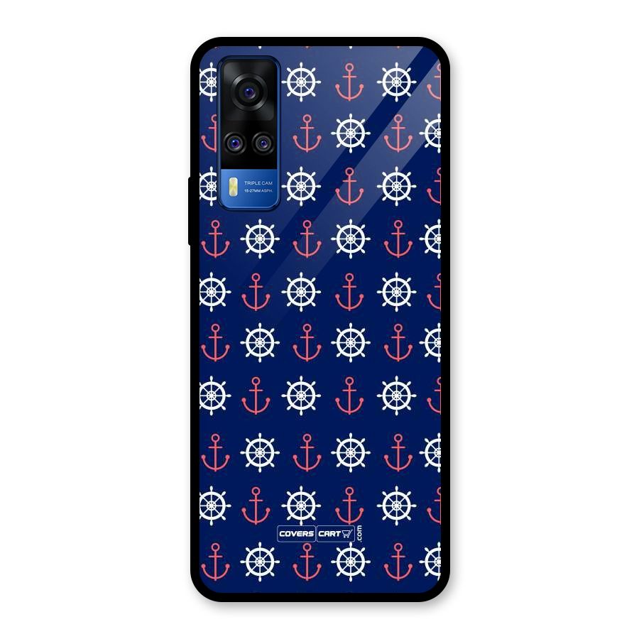 Anchor Pattern Blue Glass Back Case for Vivo Y31
