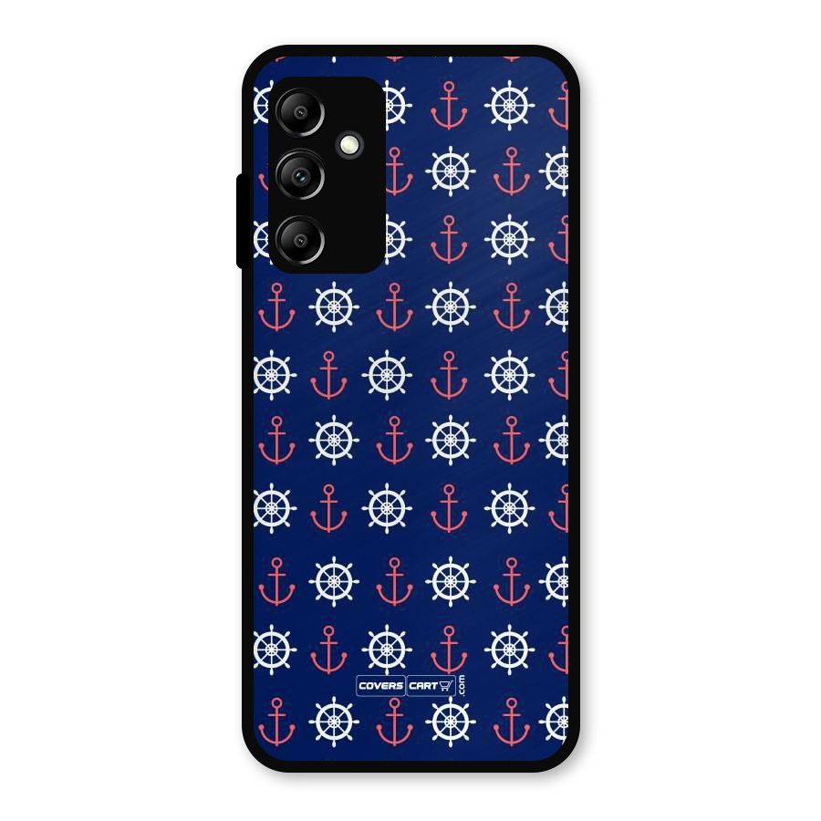 Anchor Pattern Blue Metal Back Case for Galaxy A14 5G