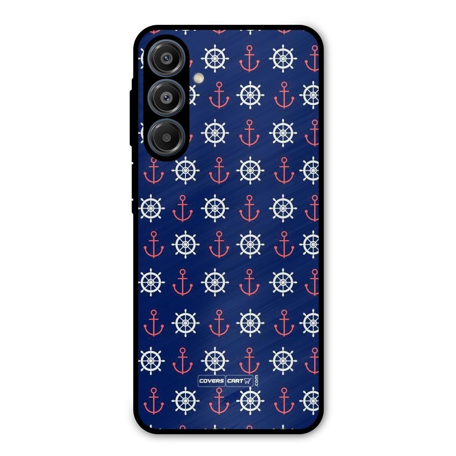 Anchor Pattern Blue Metal Back Case for Galaxy A16 5G