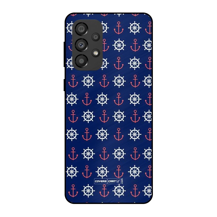 Anchor Pattern Blue Metal Back Case for Galaxy A33 5G