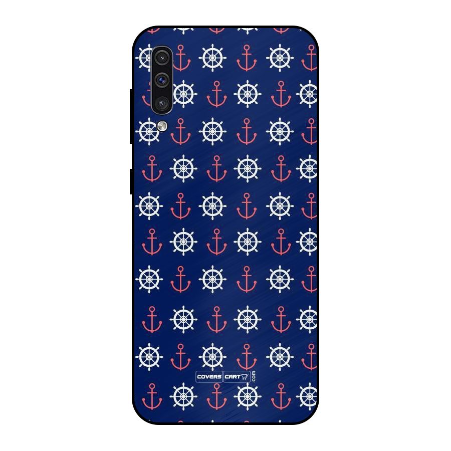Anchor Pattern Blue Metal Back Case for Galaxy A50s