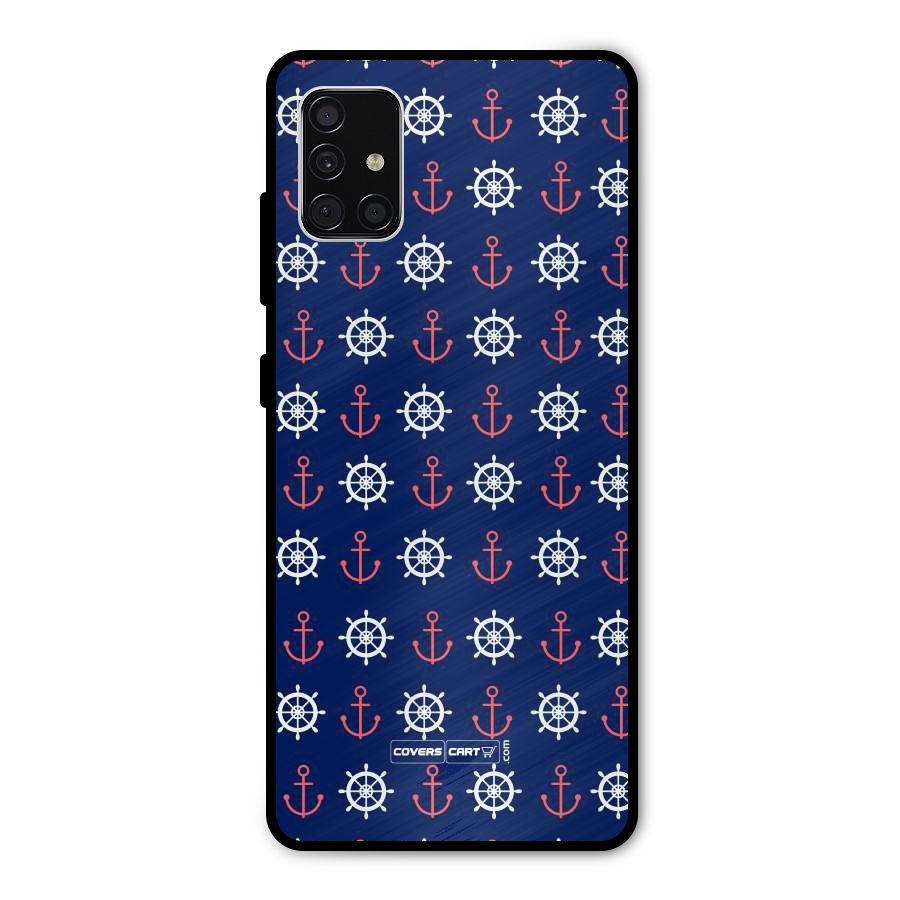 Anchor Pattern Blue Metal Back Case for Galaxy A51
