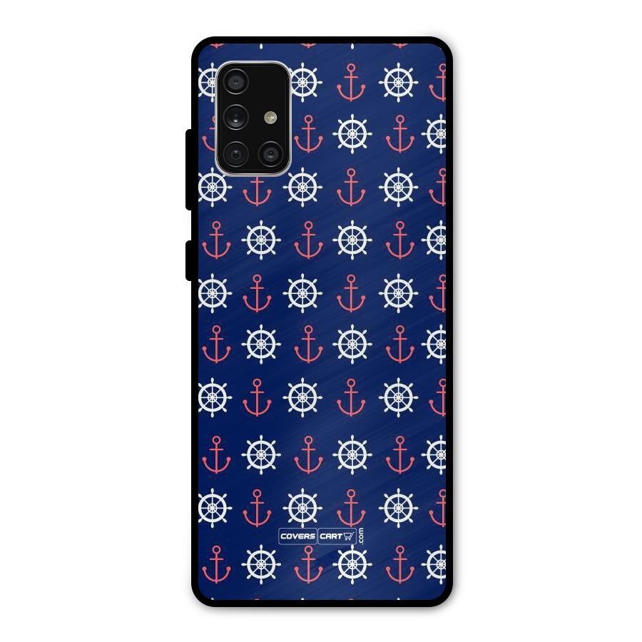Anchor Pattern Blue Metal Back Case for Galaxy A71