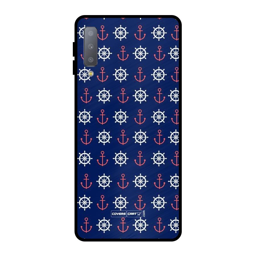 Anchor Pattern Blue Metal Back Case for Galaxy A7 (2018)