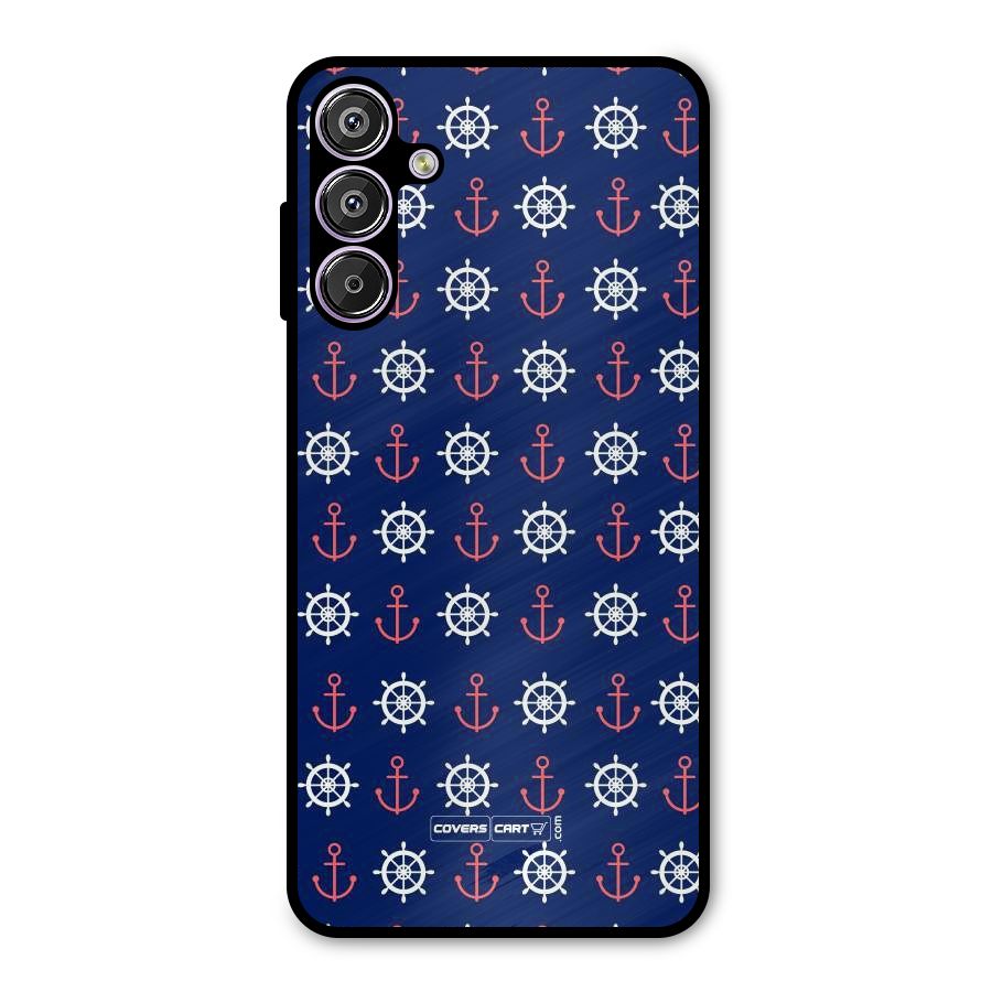 Anchor Pattern Blue Metal Back Case for Galaxy F15