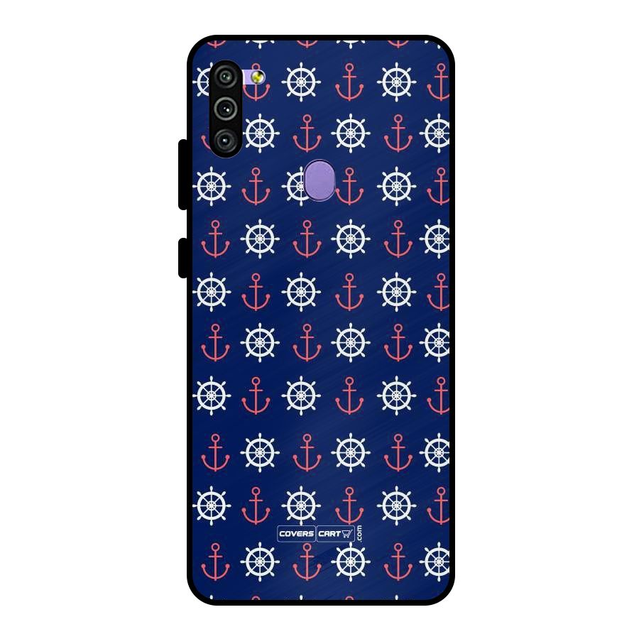 Anchor Pattern Blue Metal Back Case for Galaxy M11