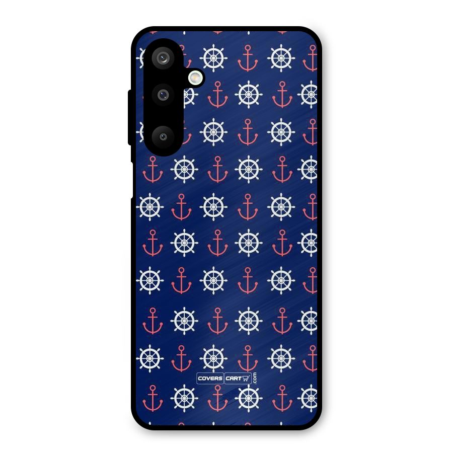 Anchor Pattern Blue Metal Back Case for Galaxy M16