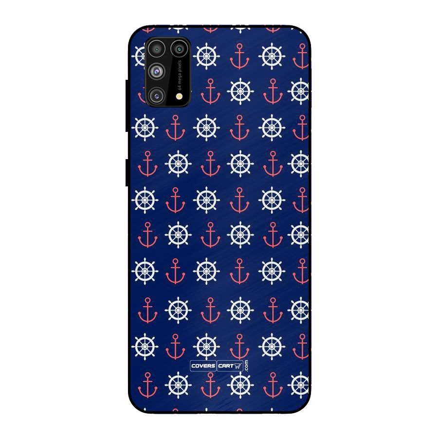 Anchor Pattern Blue Metal Back Case for Galaxy M31