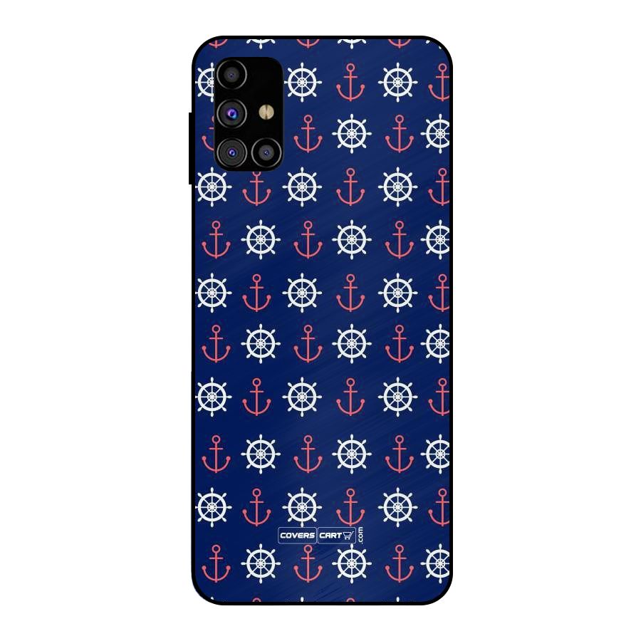 Anchor Pattern Blue Metal Back Case for Galaxy M31s