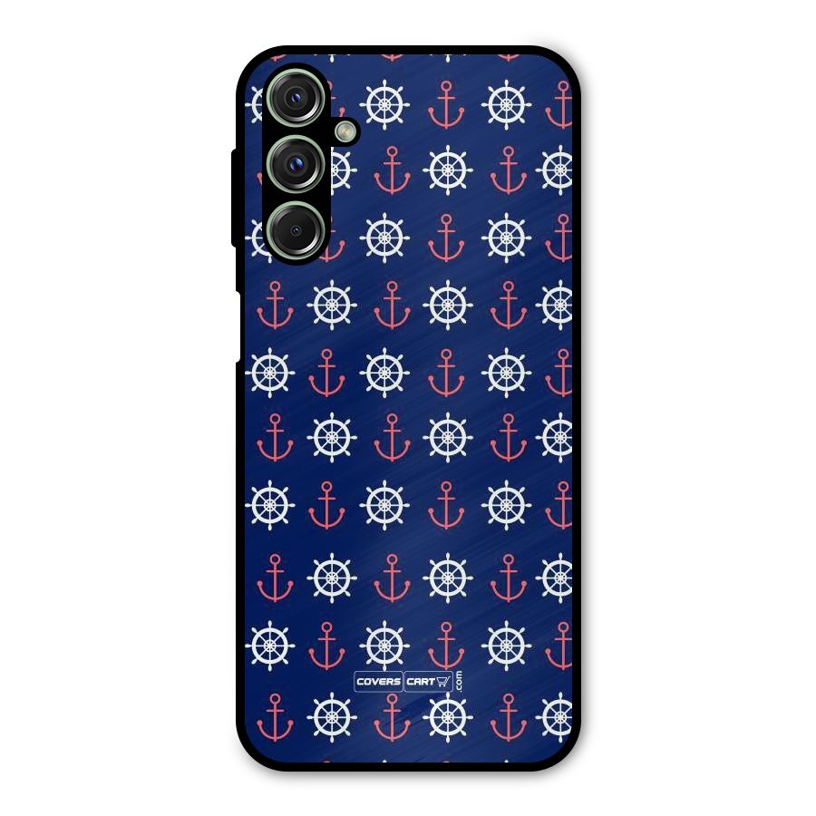 Anchor Pattern Blue Metal Back Case for Galaxy M34