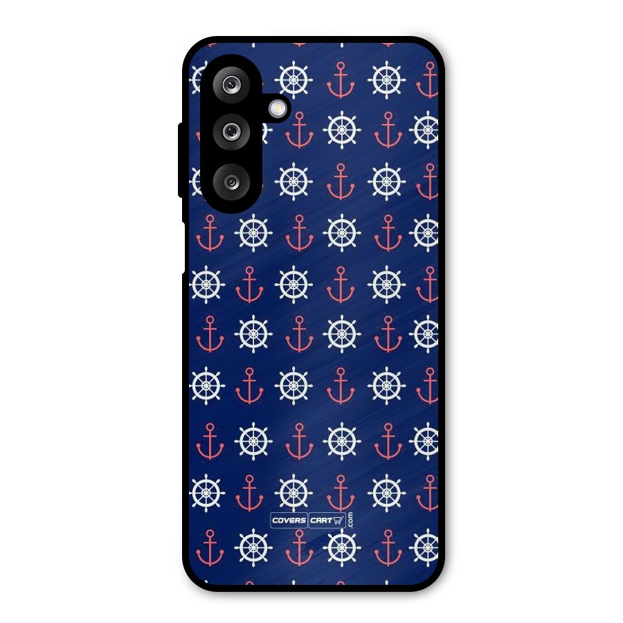 Anchor Pattern Blue Metal Back Case for Galaxy M36