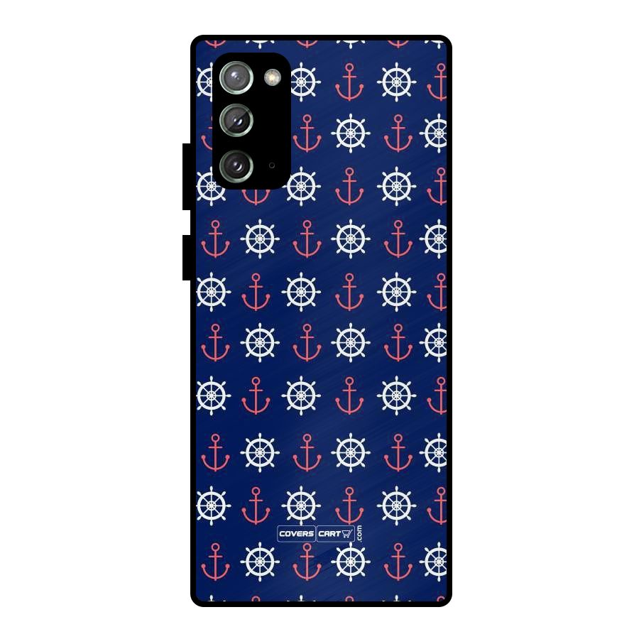 Anchor Pattern Blue Metal Back Case for Galaxy Note 20