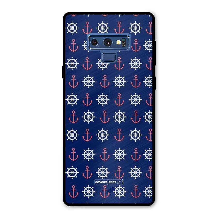 Anchor Pattern Blue Metal Back Case for Galaxy Note 9