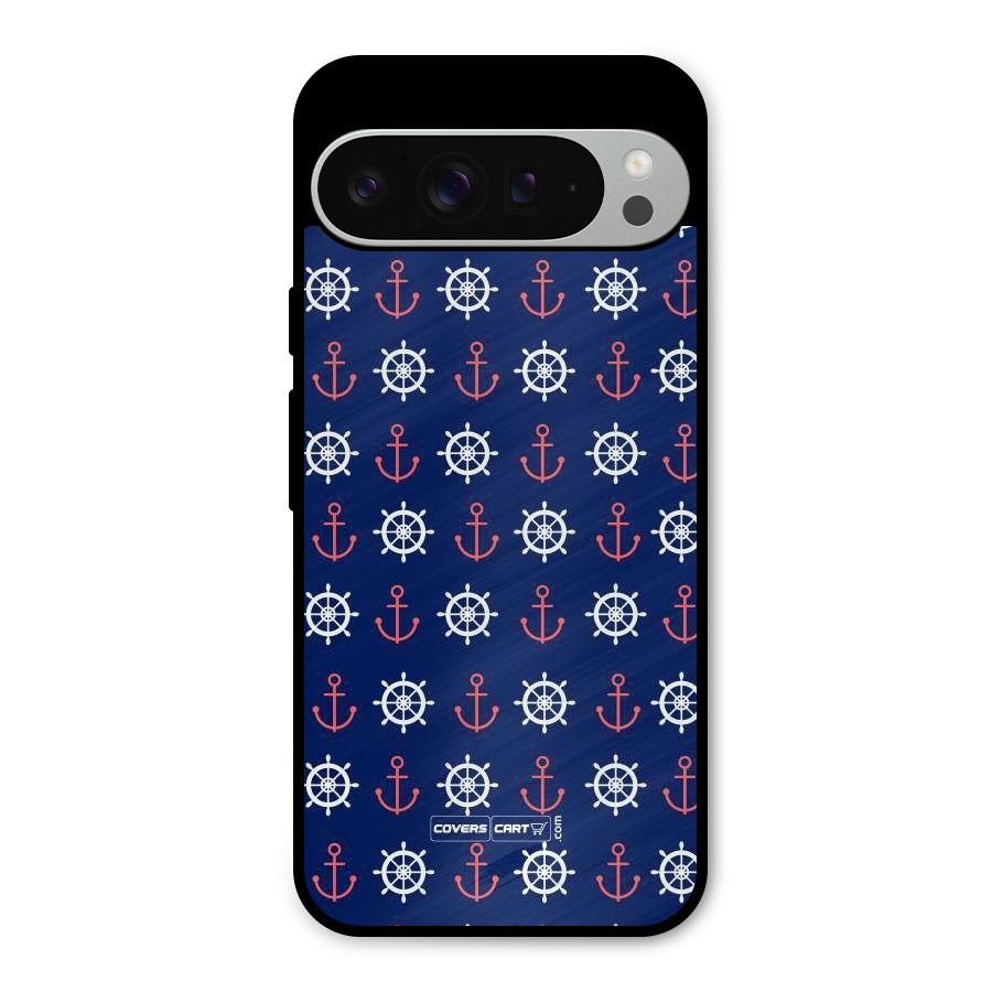 Anchor Pattern Blue Metal Back Case for Google Pixel 9 Pro XL