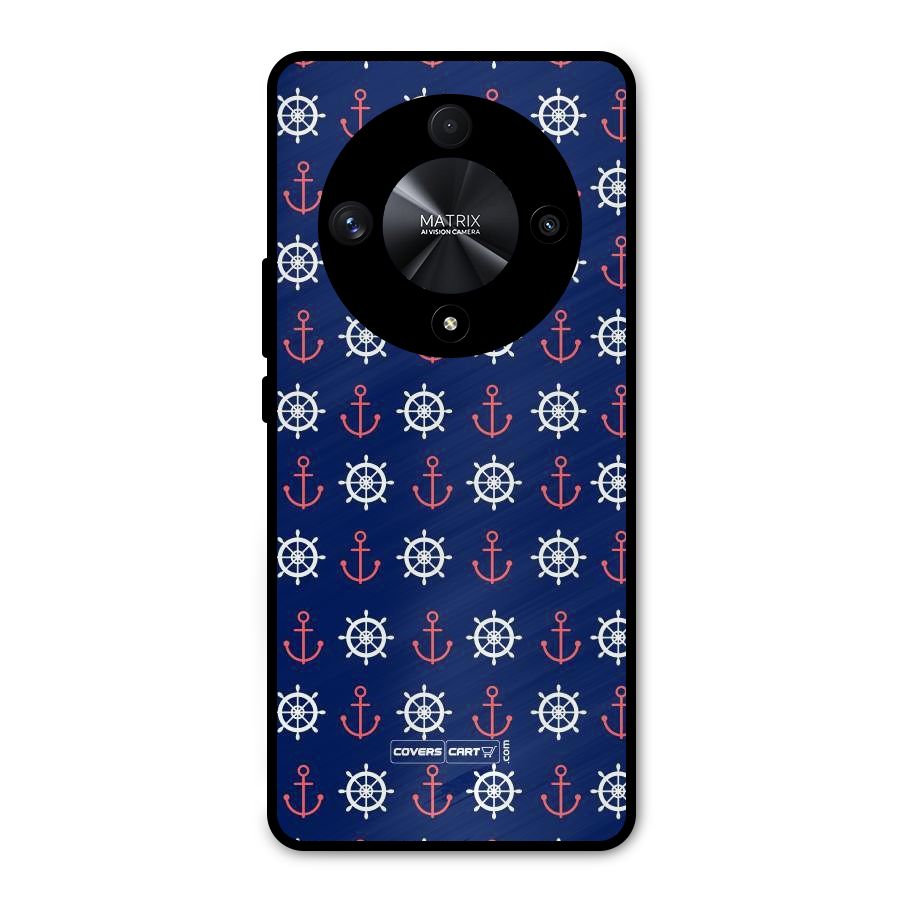 Anchor Pattern Blue Metal Back Case for Honor X9b