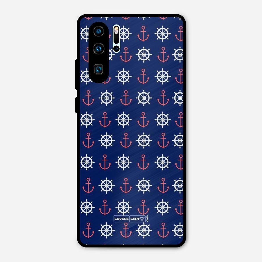 Anchor Pattern Blue Metal Back Case for Huawei P30 Pro