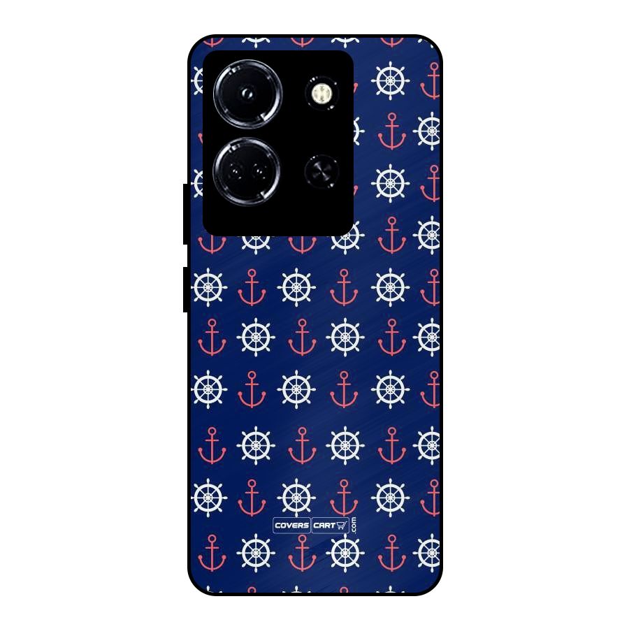 Anchor Pattern Blue Metal Back Case for Infinix Note 30 5G