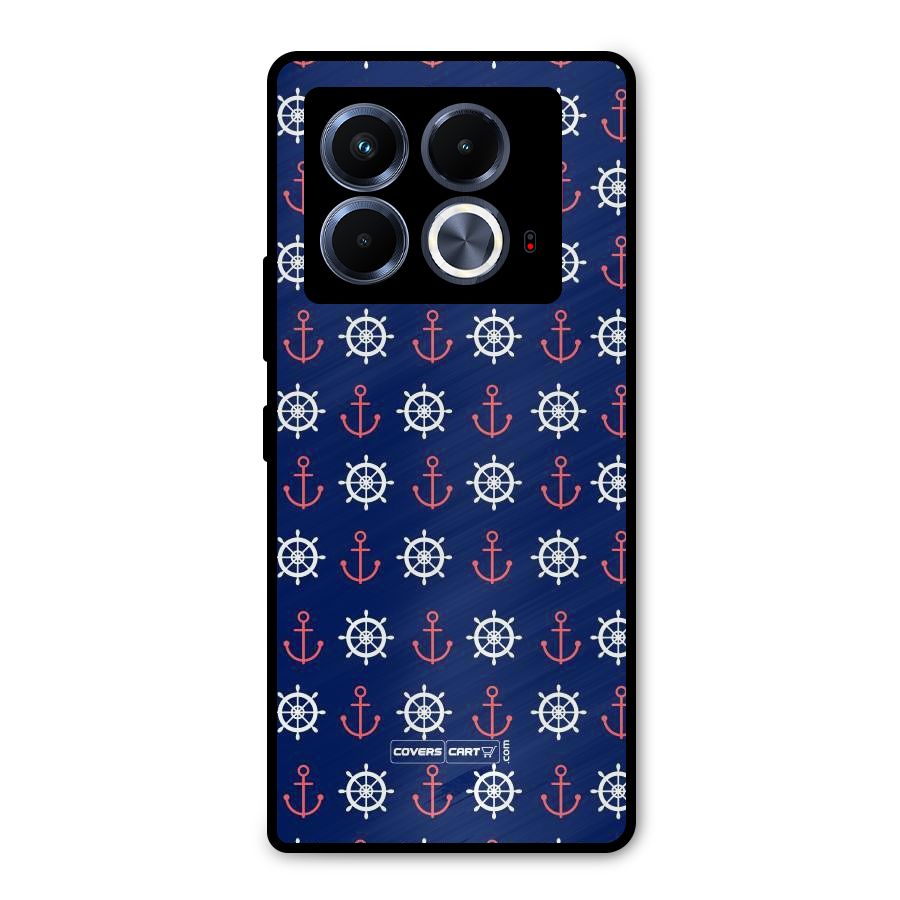 Anchor Pattern Blue Metal Back Case for Infinix Note 40 5G