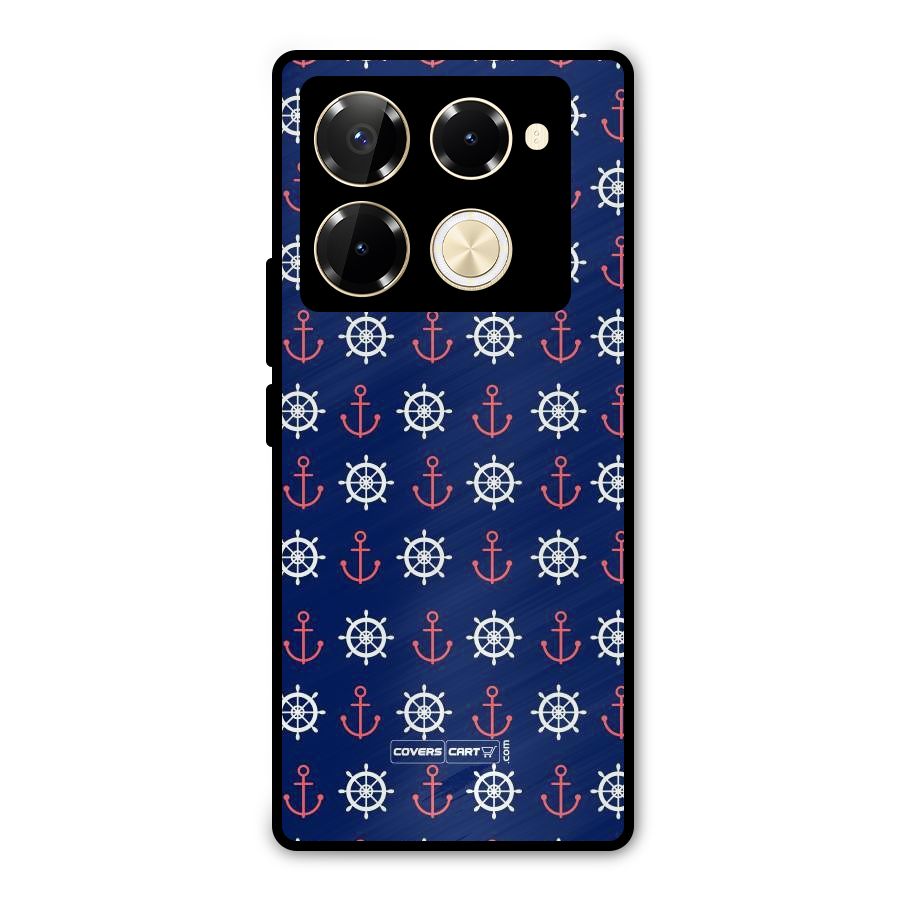 Anchor Pattern Blue Metal Back Case for Infinix Note 40 Pro Plus