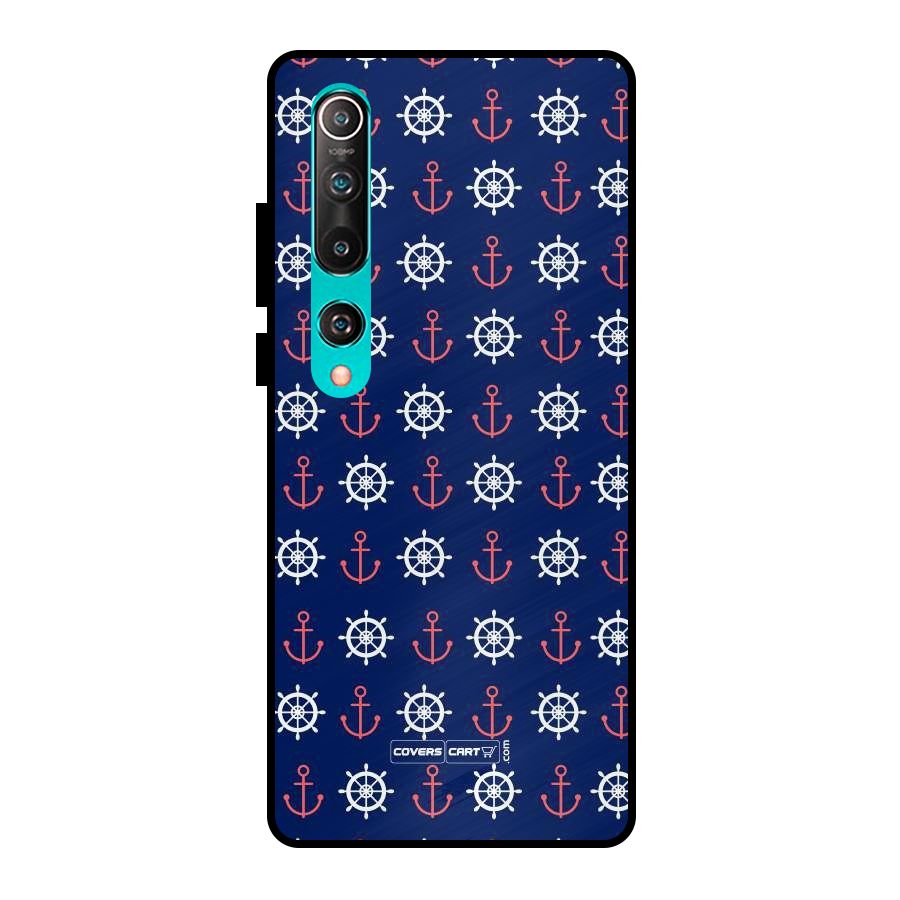 Anchor Pattern Blue Metal Back Case for Mi 10