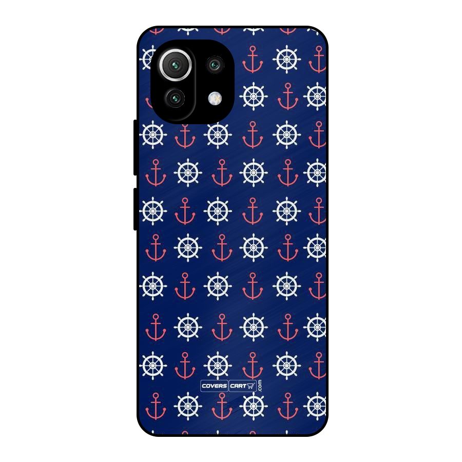 Anchor Pattern Blue Metal Back Case for Mi 11 Lite