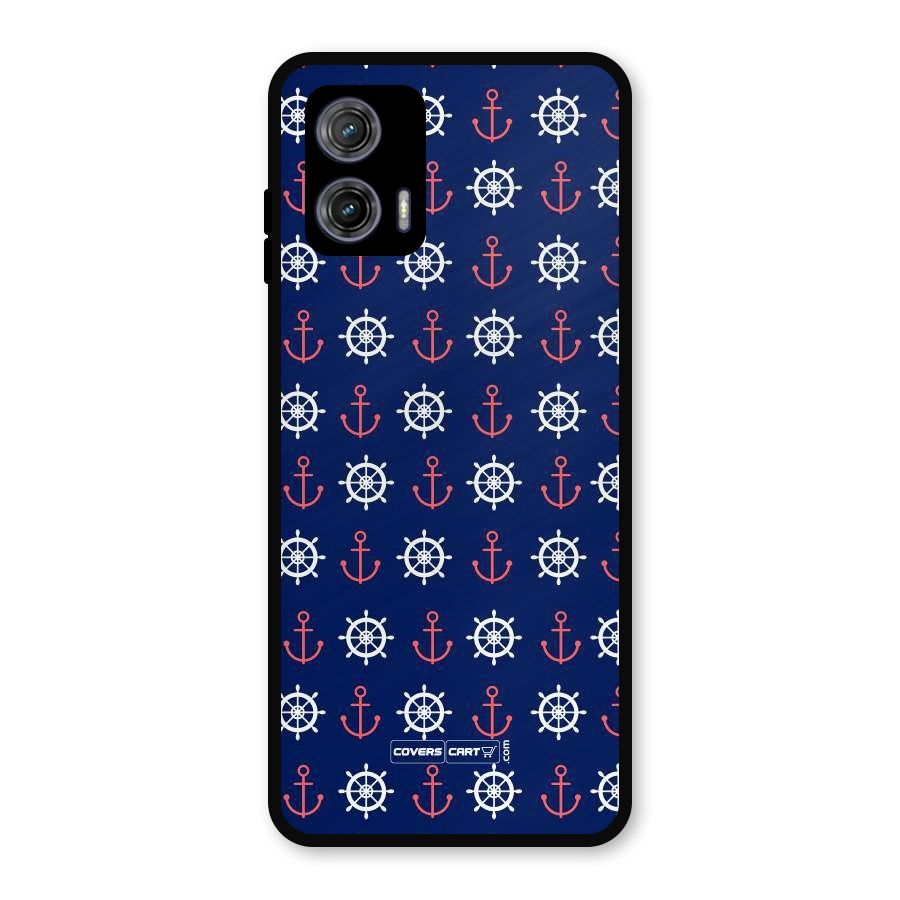 Anchor Pattern Blue Metal Back Case for Moto G73