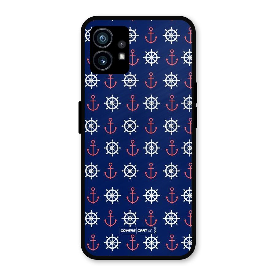 Anchor Pattern Blue Metal Back Case for Nothing Phone 1
