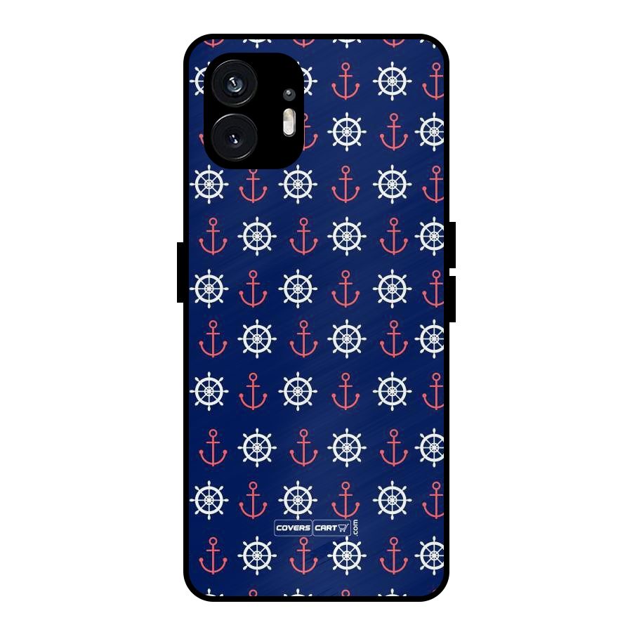 Anchor Pattern Blue Metal Back Case for Nothing Phone 2