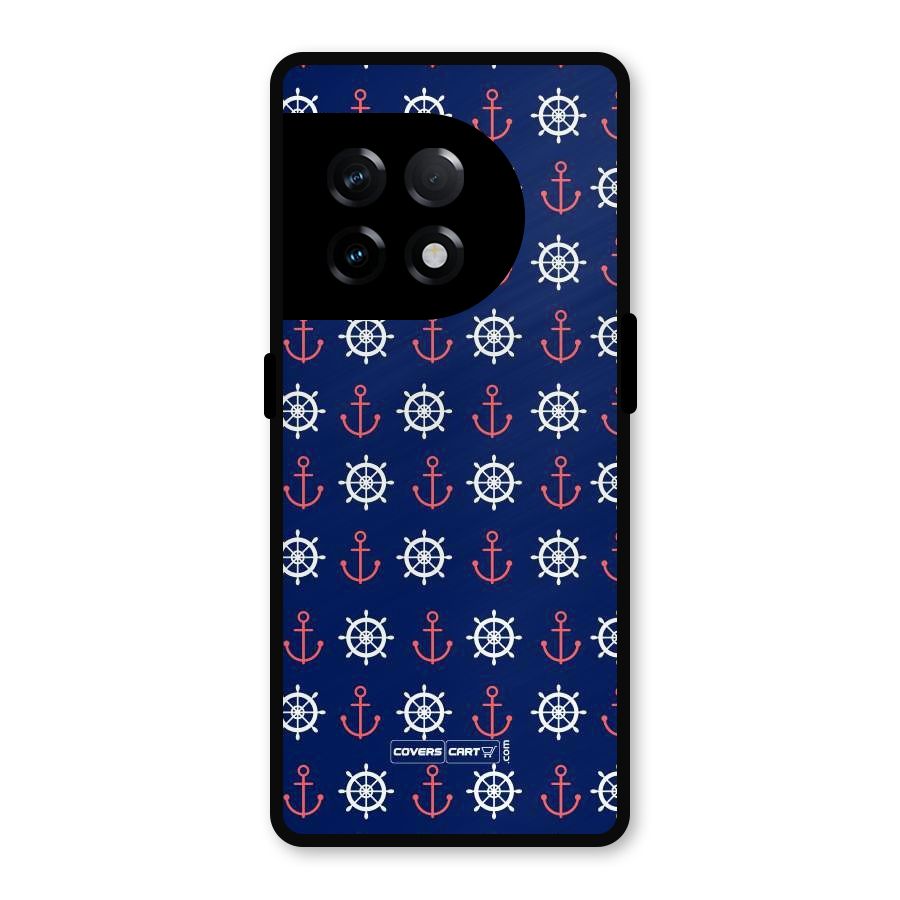 Anchor Pattern Blue Metal Back Case for OnePlus 11R