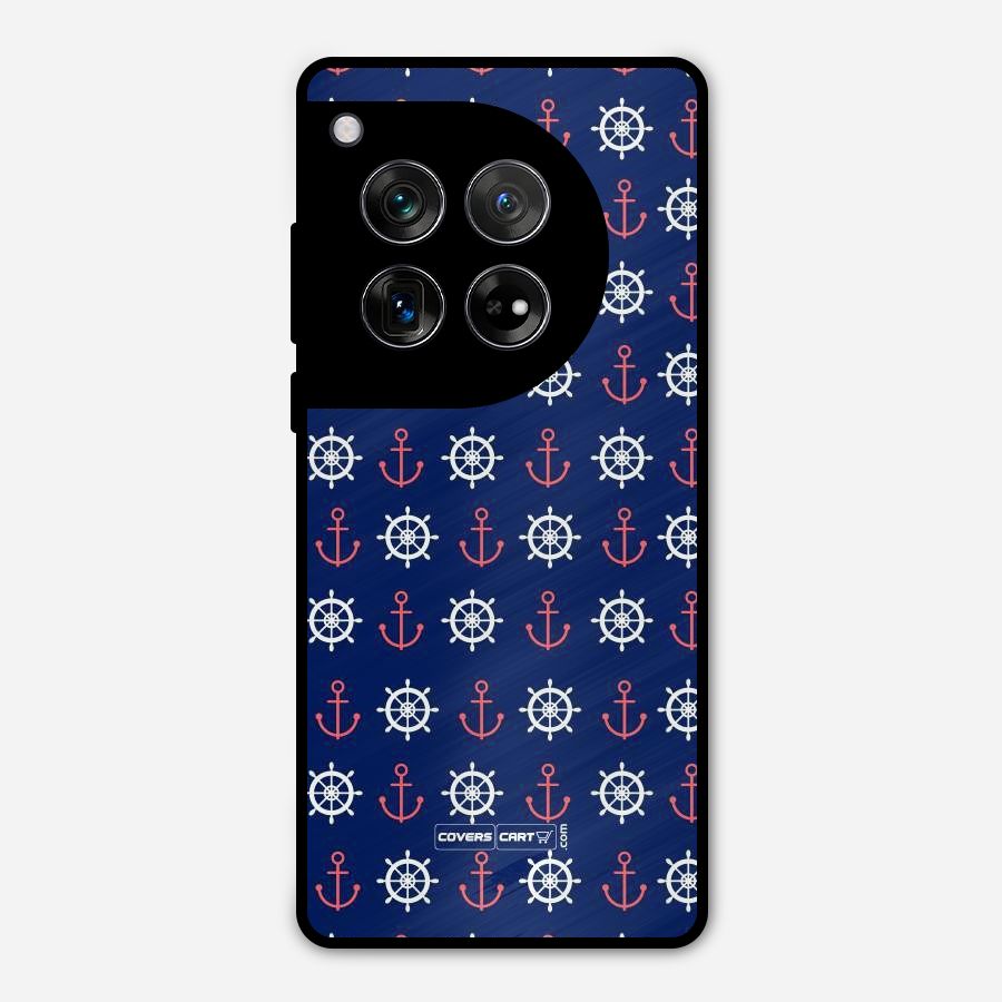 Anchor Pattern Blue Metal Back Case for OnePlus 12
