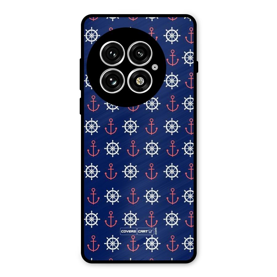 Anchor Pattern Blue Metal Back Case for OnePlus 13