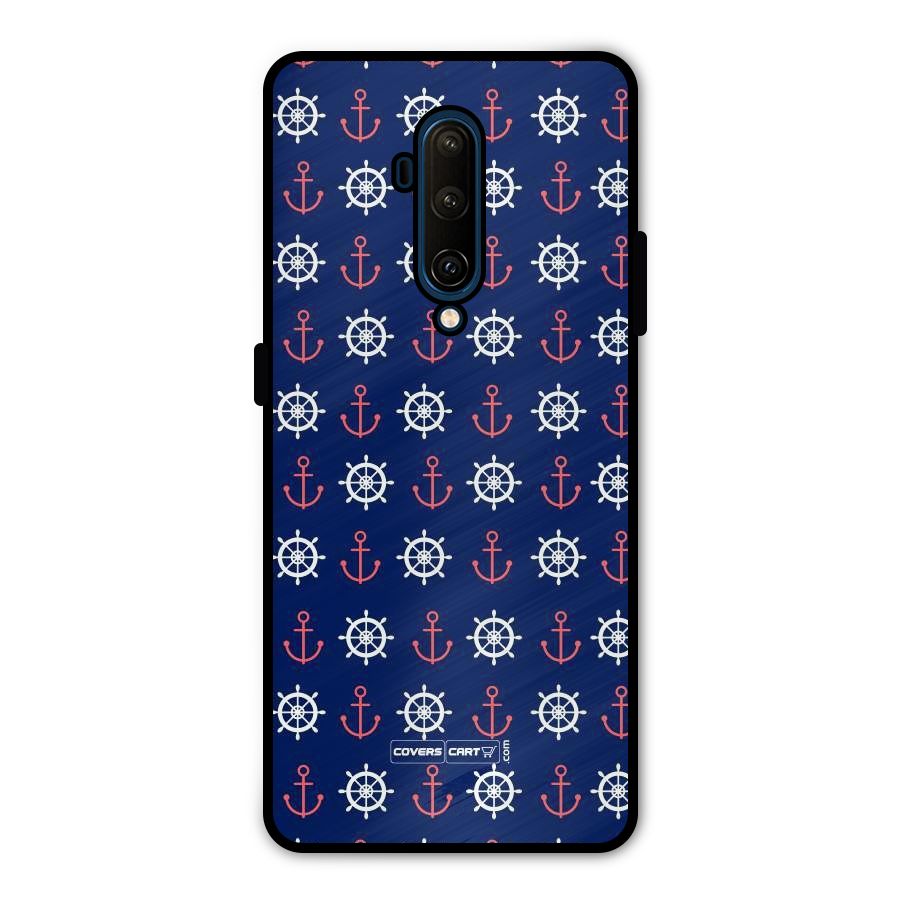 Anchor Pattern Blue Metal Back Case for OnePlus 7T Pro