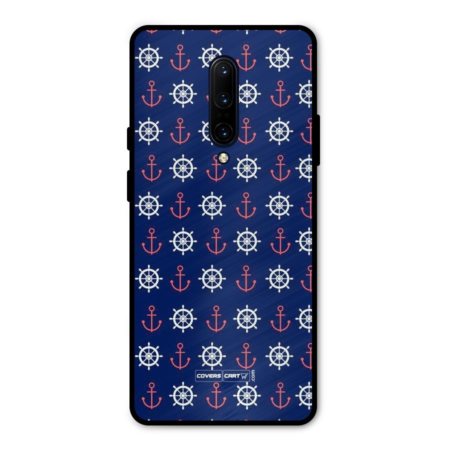 Anchor Pattern Blue Metal Back Case for OnePlus 7 Pro