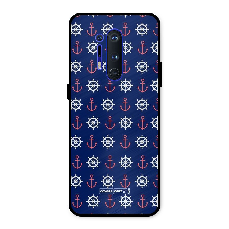 Anchor Pattern Blue Metal Back Case for OnePlus 8 Pro