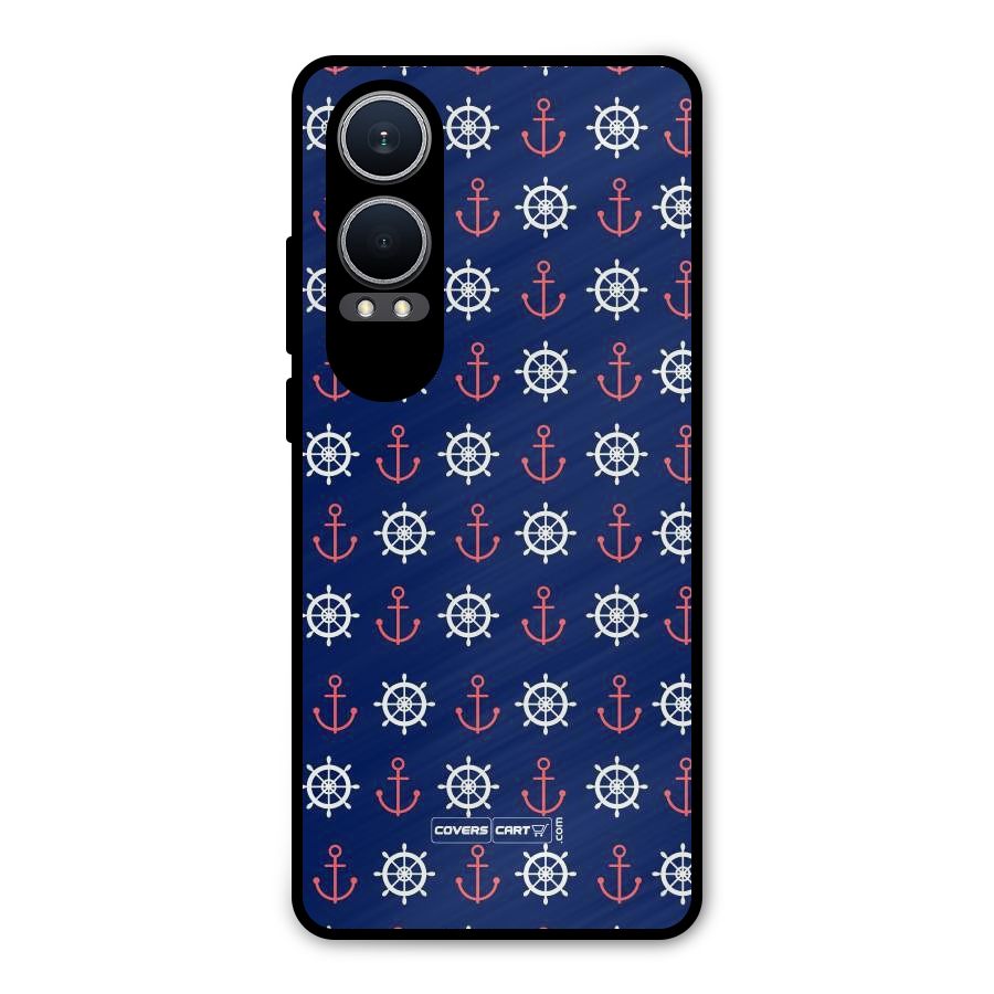 Anchor Pattern Blue Metal Back Case for OnePlus Nord CE4 Lite