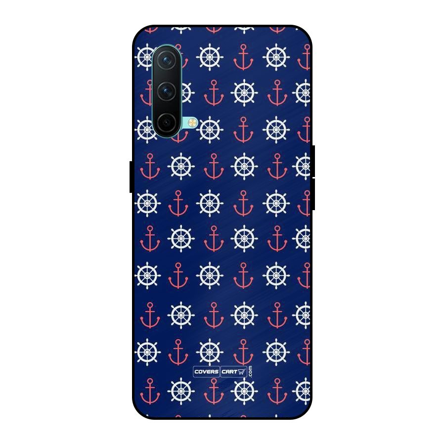 Anchor Pattern Blue Metal Back Case for OnePlus Nord CE 5G