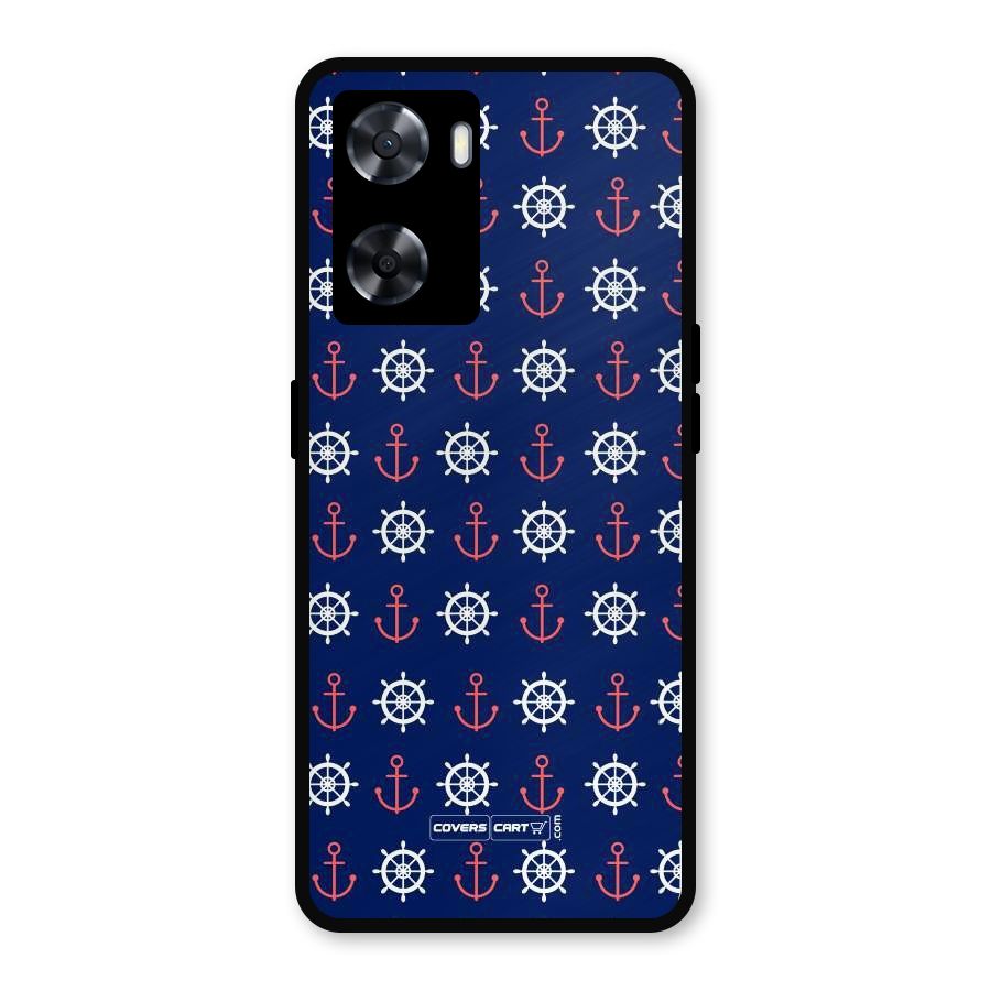 Anchor Pattern Blue Metal Back Case for Oppo A77s