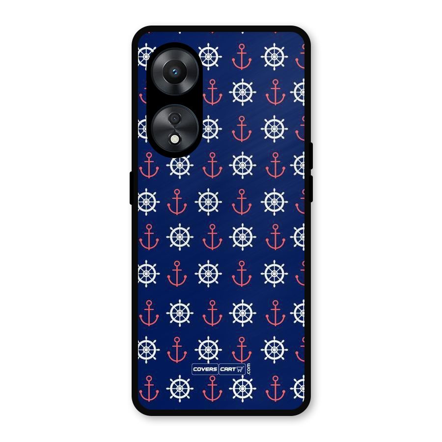 Anchor Pattern Blue Metal Back Case for Oppo A78