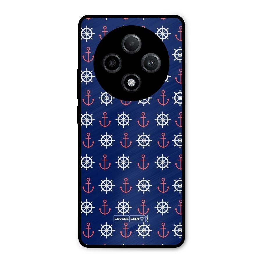 Anchor Pattern Blue Metal Back Case for Oppo F27 Pro Plus