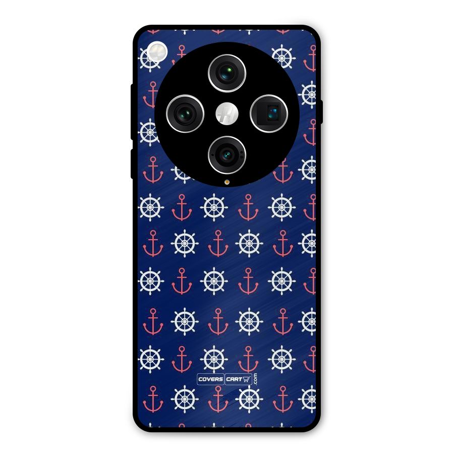 Anchor Pattern Blue Metal Back Case for Oppo Find X8 Pro