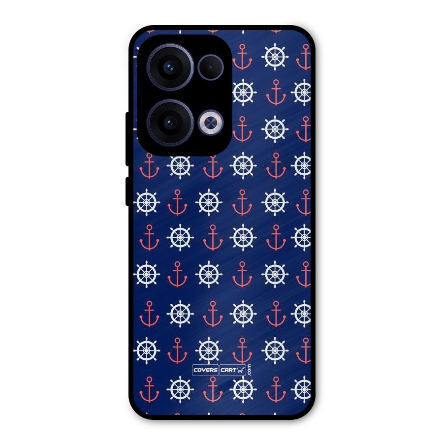 Anchor Pattern Blue Metal Back Case for Oppo Reno13