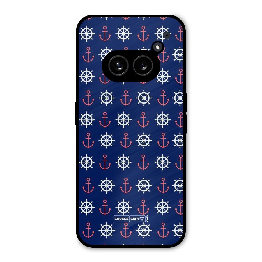 Anchor Pattern Blue Metal Back Case for Nothing Phone 2a