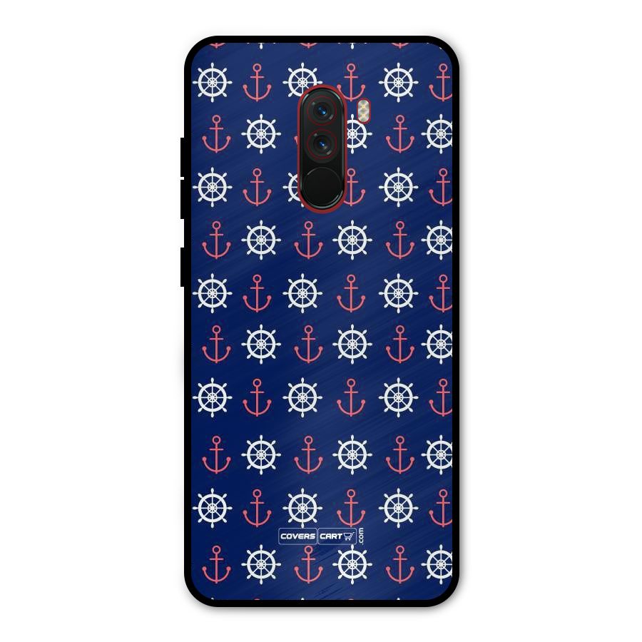 Anchor Pattern Blue Metal Back Case for Poco F1