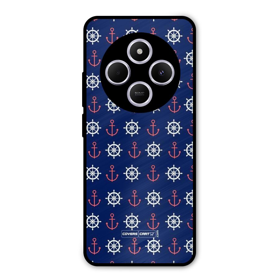 Anchor Pattern Blue Metal Back Case for Poco M7