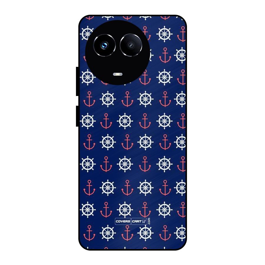 Anchor Pattern Blue Metal Back Case for Realme 11X