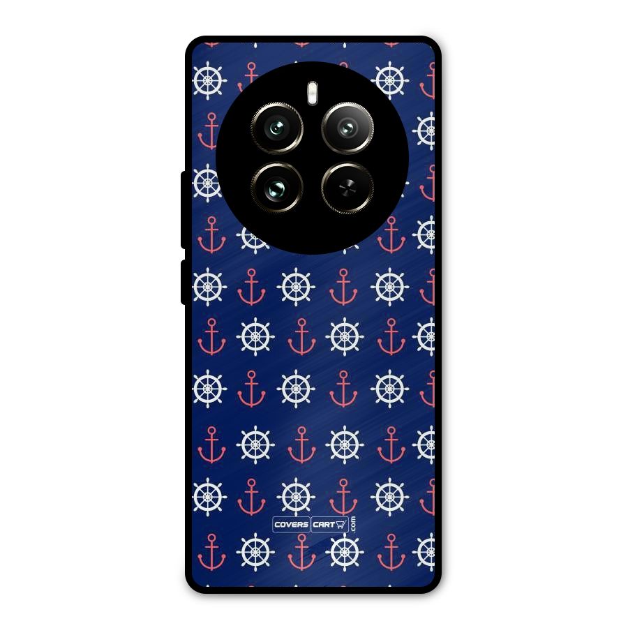 Anchor Pattern Blue Metal Back Case for Realme 12 Pro