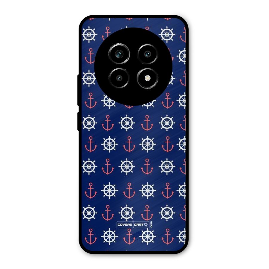 Anchor Pattern Blue Metal Back Case for Realme 14 Pro Lite