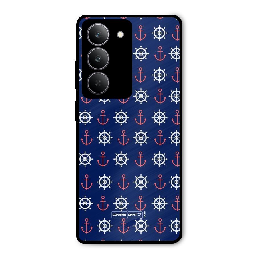 Anchor Pattern Blue Metal Back Case for Realme 14x